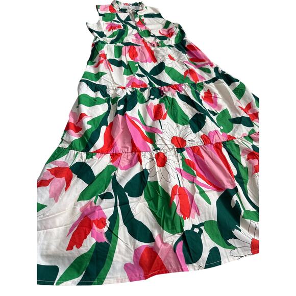 Flora Bea NYC‎ Reeta Honolulu Poplin Colorful Floral Tiered Dress Size Small - Picture 7 of 11